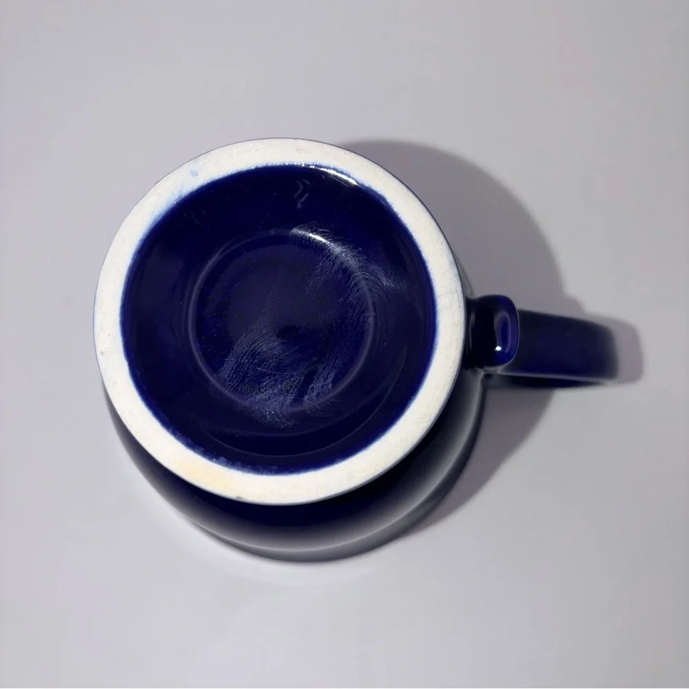 Vintage Cobalt Blue Stoneware Tea Cups Set w Sugar Bowl & Creamer - Picture 14 of 16